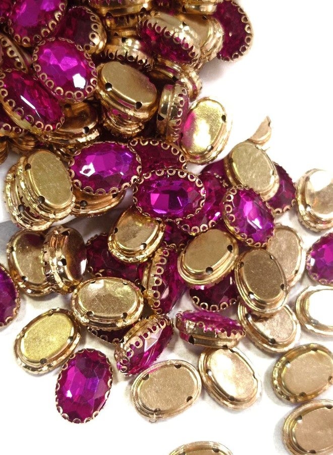 LECRAFT Jewellery Making Sew On Rhinestone/Clipstone Oval Pack of 10pc. (13 * 18, Rani Pink) - Image 2